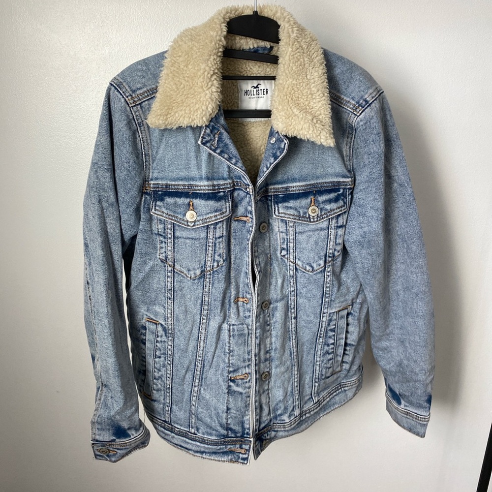 light blue denim sherpa jacket